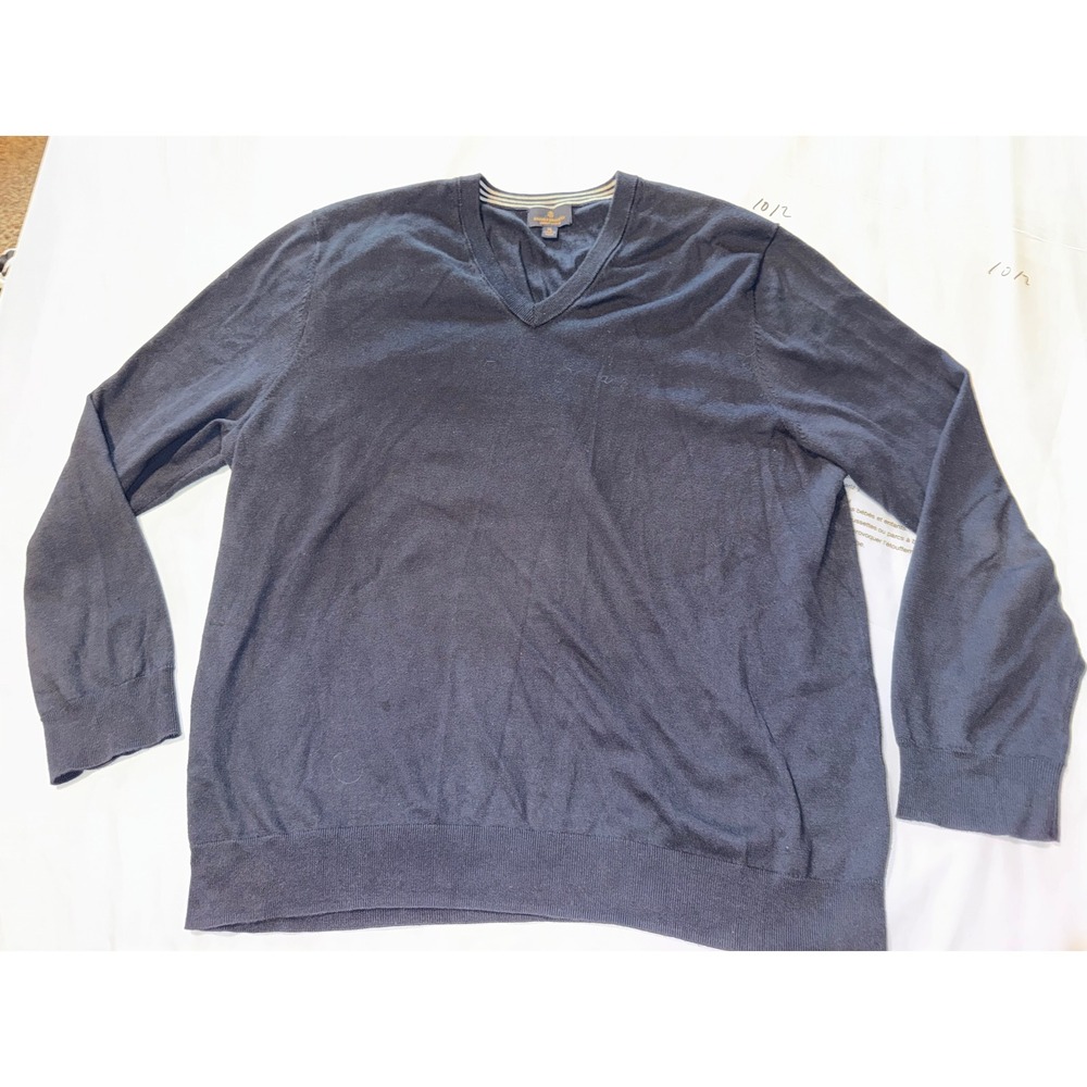 Brooks Brothers Pima Cotton V-Neck Sweater Navy Blue Mens XL